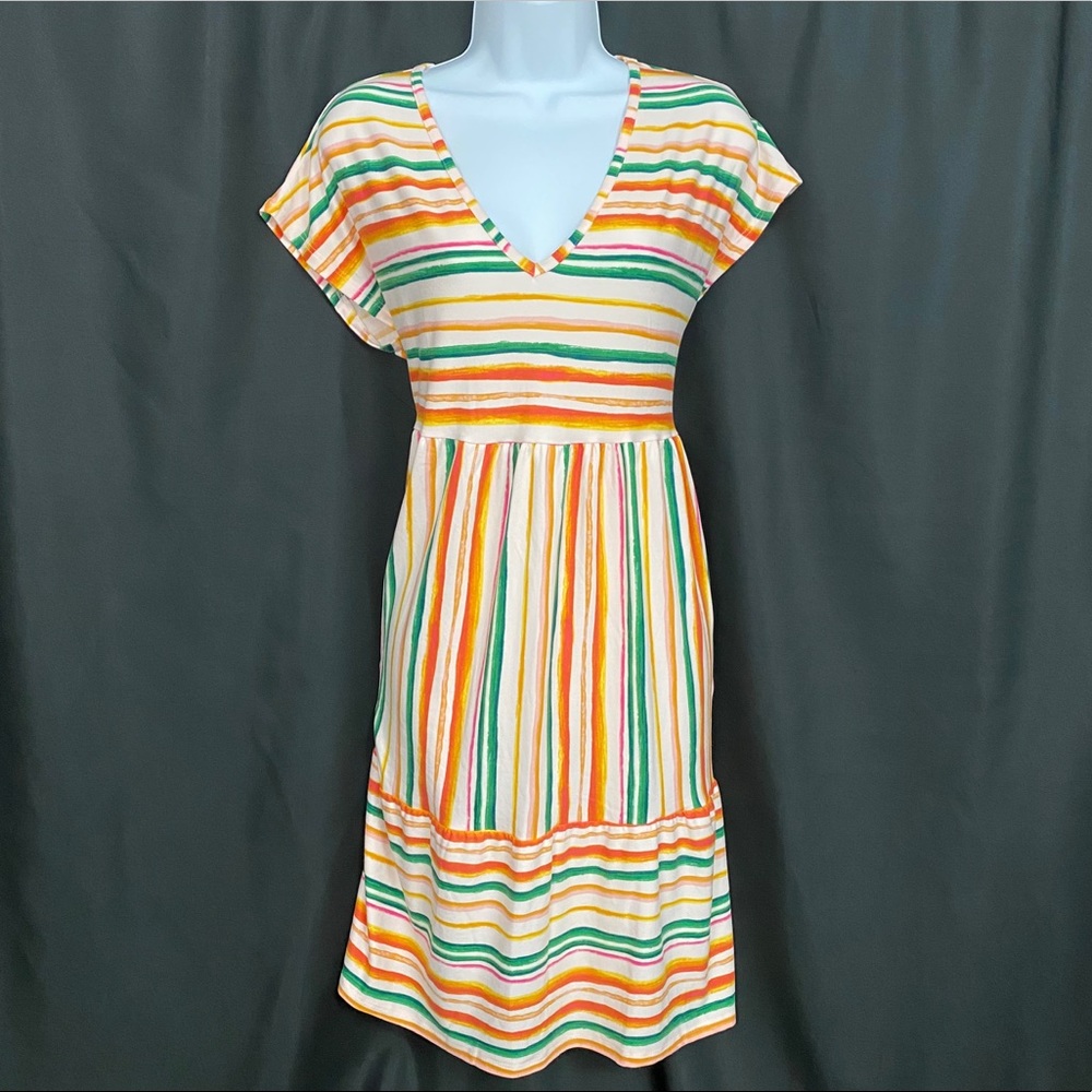 Entro Striped Dress Short Sleeved Size Large New!